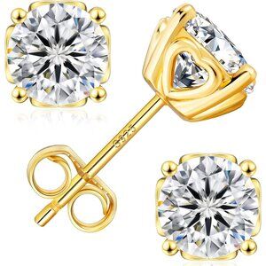 KRKC&CO Moissanite Stud Earrings, Hypoallergenic Heart Earrings for Women, 925 S